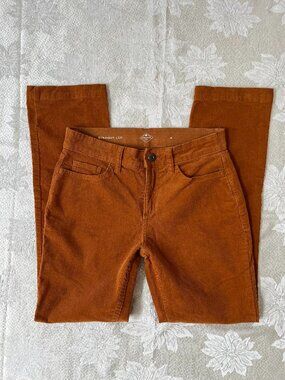 St. John's Bay Rust-Orange Corduroy Straight Leg Mid-rise Pants Size 4